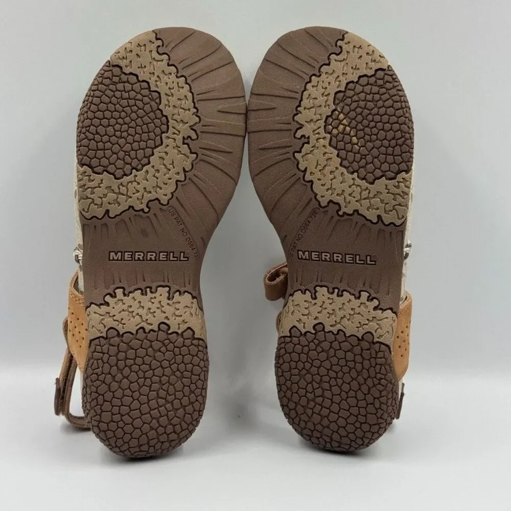 Merrell Siena Light Brown Leather Women's 6 Strappy Sandals Adjustable Slingback